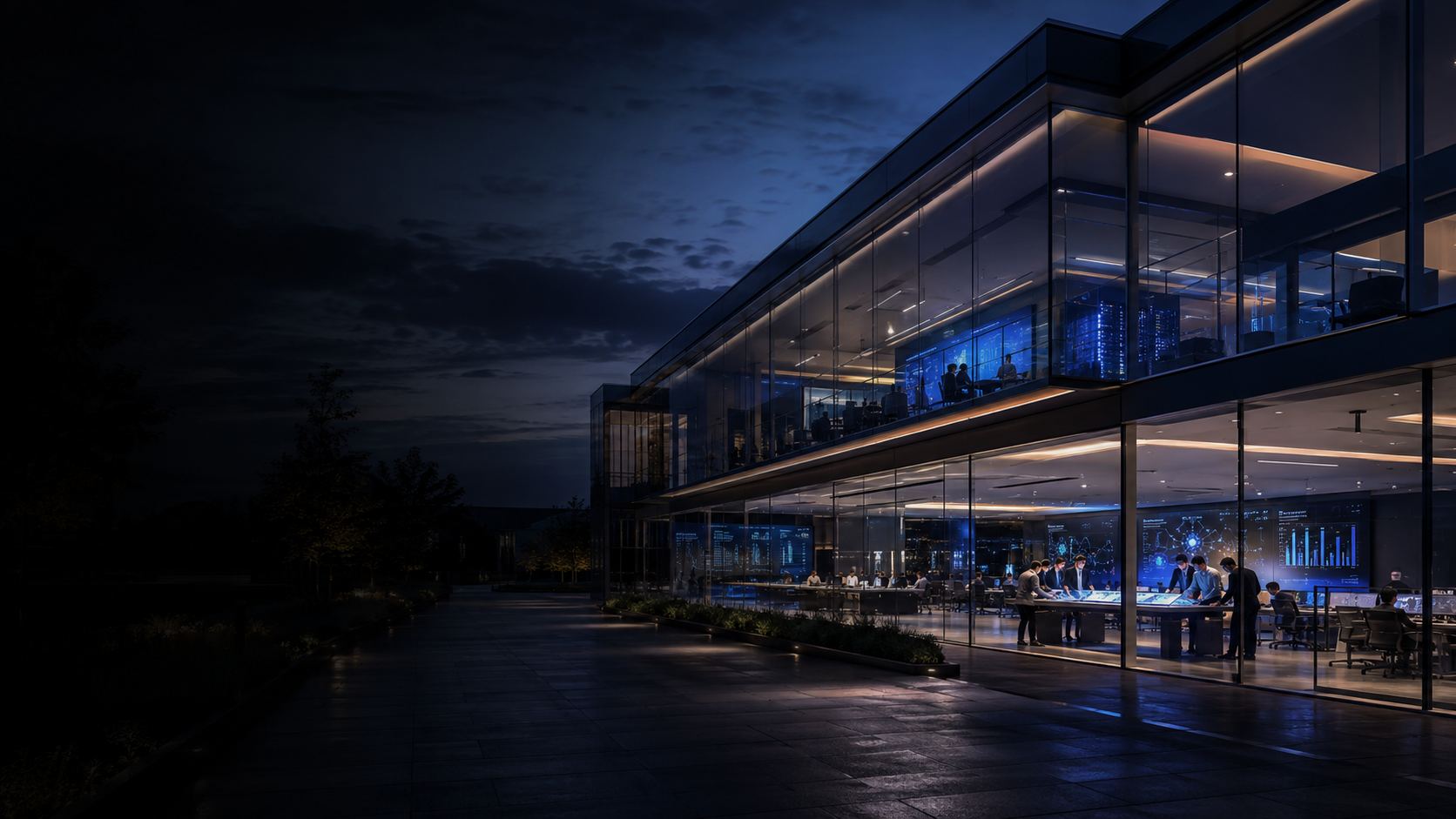 Alopgyral offices at dusk
